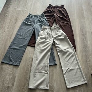 A&F tailored wide leg pant in grey, brown, beige